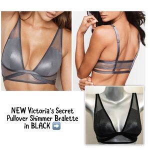 NWOT Victoria's Secret Black Strappy Triangle Bralette in Black